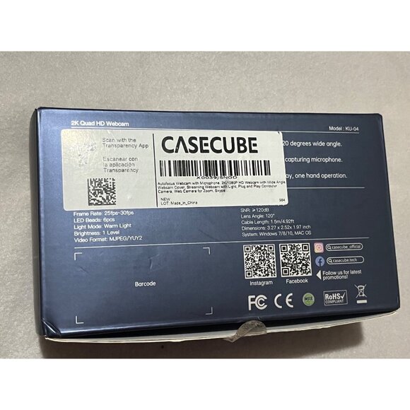 Casecube 2K Quad HD Webcam With Adjustable Stand & Built-In Microphone Open Box - Picture 7 of 11